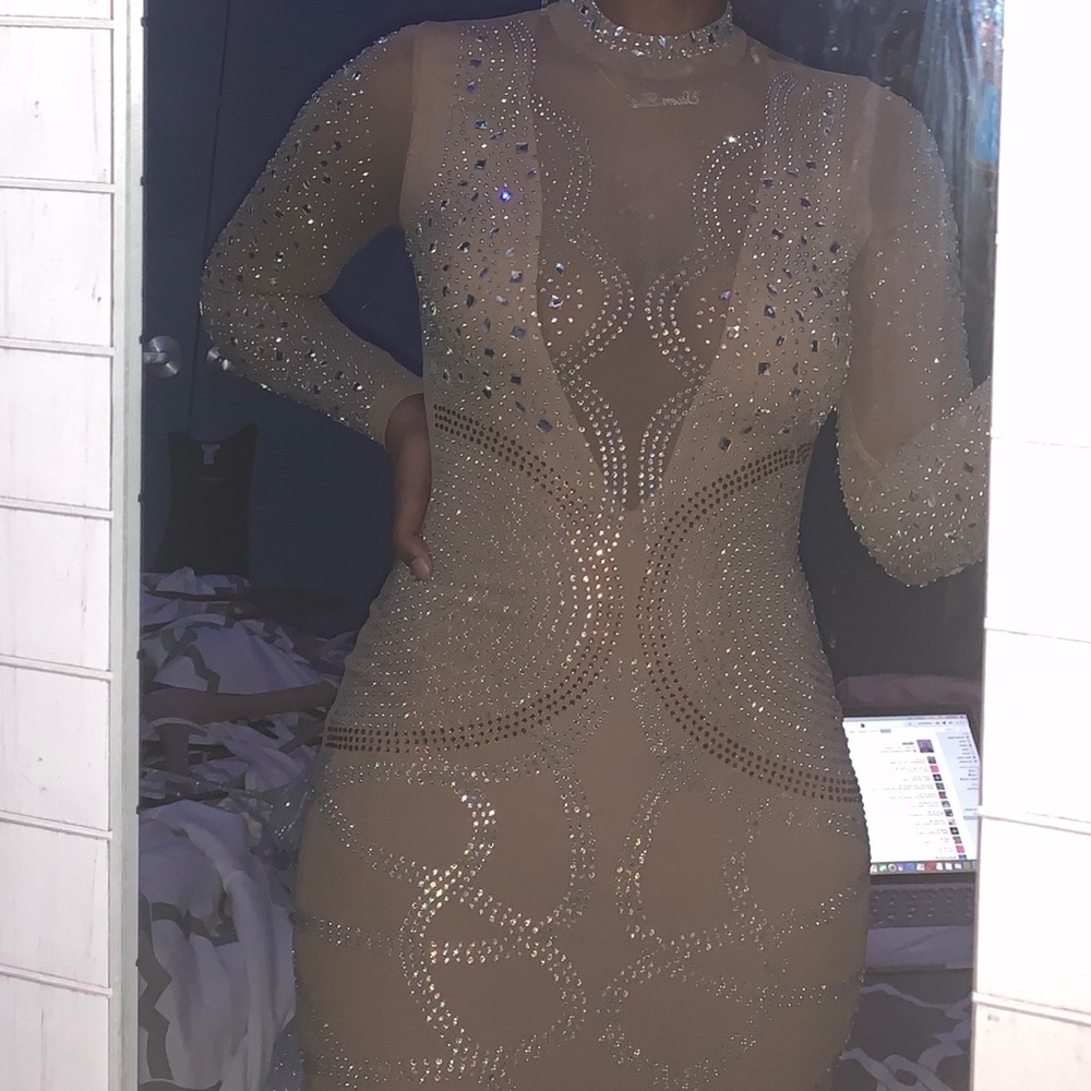 Sheer Nude rhinestone dress